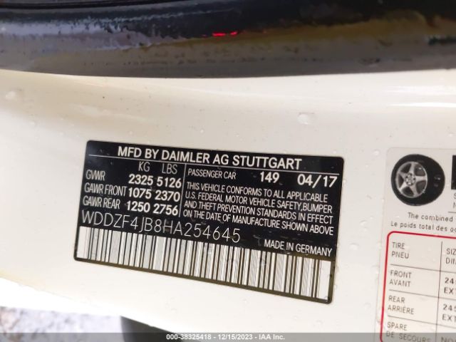 Photo 8 VIN: WDDZF4JB8HA254645 - MERCEDES-BENZ E 300 