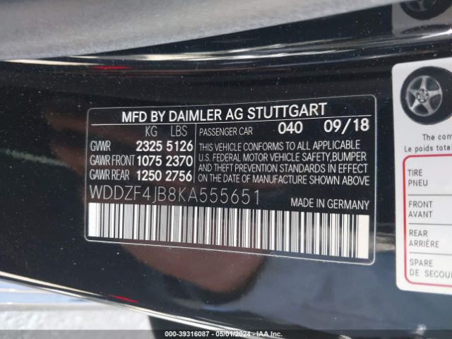 Photo 8 VIN: WDDZF4JB8KA555651 - MERCEDES-BENZ E 300 