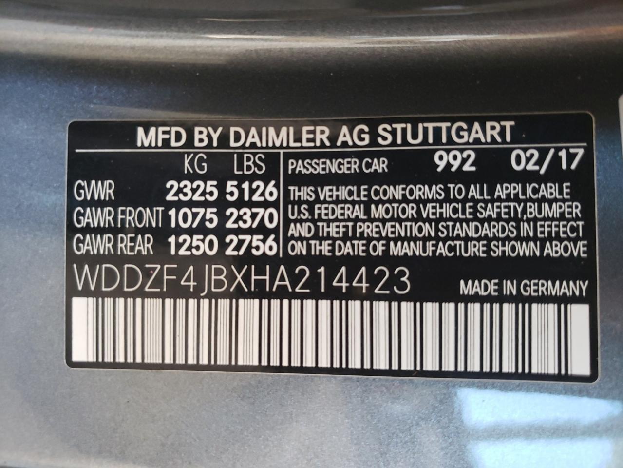 Photo 12 VIN: WDDZF4JBXHA214423 - MERCEDES-BENZ E-KLASSE 