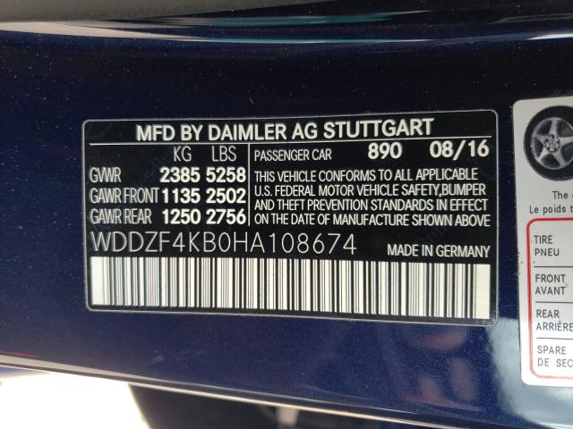 Photo 9 VIN: WDDZF4KB0HA108674 - MERCEDES-BENZ E 300 4MAT 