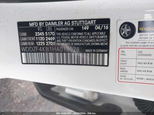 Photo 8 VIN: WDDZF4KB1HA018028 - MERCEDES-BENZ E 300 