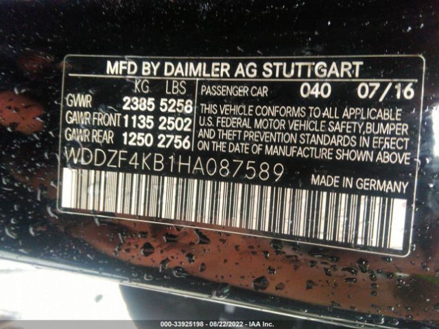 Photo 8 VIN: WDDZF4KB1HA087589 - MERCEDES-BENZ E-CLASS 