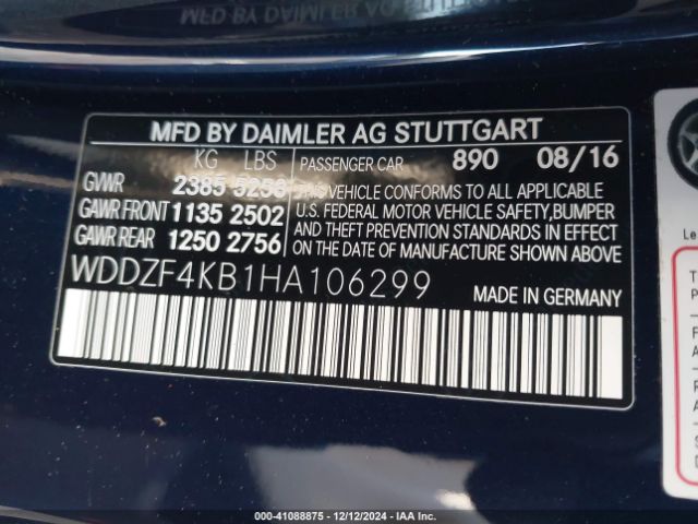 Photo 8 VIN: WDDZF4KB1HA106299 - MERCEDES-BENZ E-CLASS 