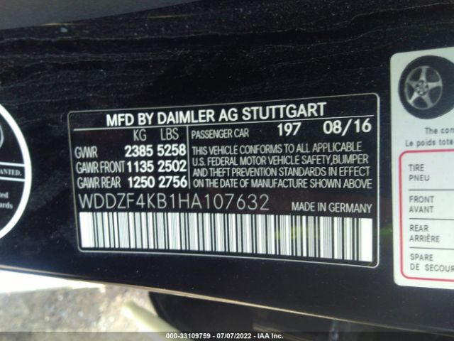 Photo 8 VIN: WDDZF4KB1HA107632 - MERCEDES-BENZ E-CLASS 