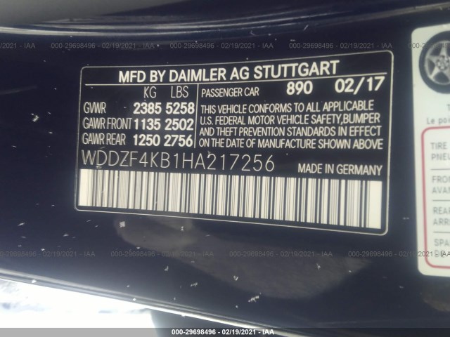 Photo 8 VIN: WDDZF4KB1HA217256 - MERCEDES-BENZ E-CLASS 