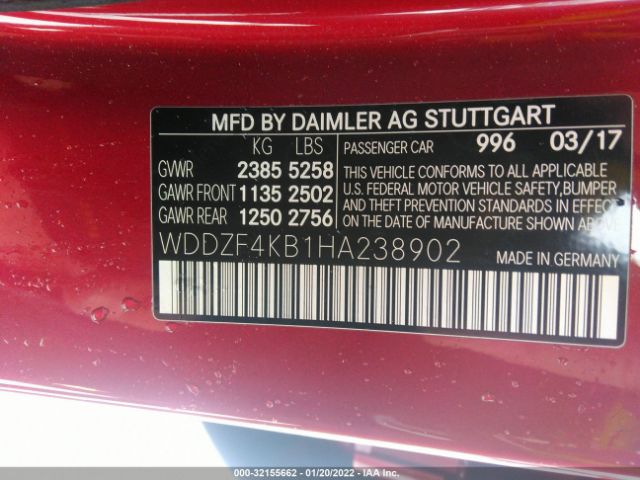 Photo 8 VIN: WDDZF4KB1HA238902 - MERCEDES-BENZ E-CLASS 