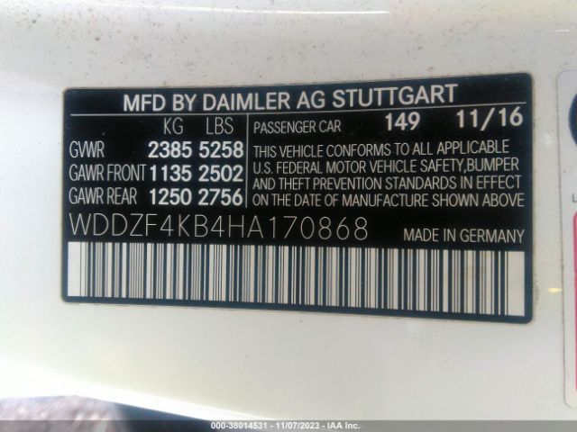 Photo 8 VIN: WDDZF4KB4HA170868 - MERCEDES-BENZ E 300 