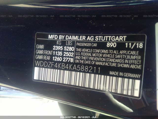 Photo 8 VIN: WDDZF4KB4KA588211 - MERCEDES-BENZ E-CLASS 