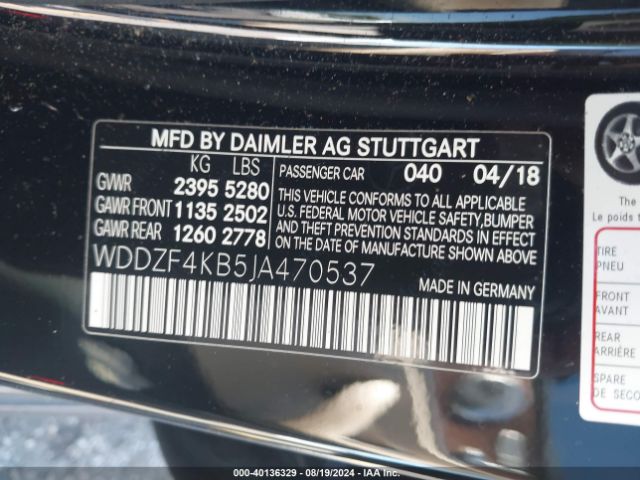 Photo 8 VIN: WDDZF4KB5JA470537 - MERCEDES-BENZ E-CLASS 