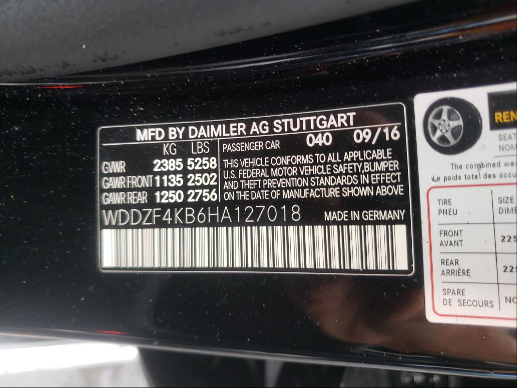 Photo 9 VIN: WDDZF4KB6HA127018 - MERCEDES-BENZ E 300 4MAT 