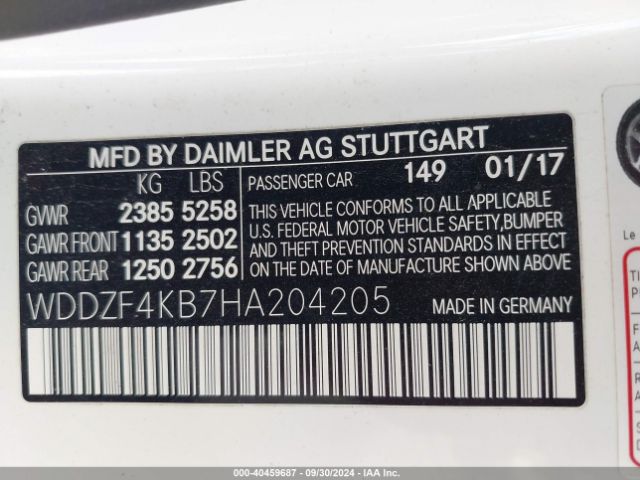 Photo 8 VIN: WDDZF4KB7HA204205 - MERCEDES-BENZ E-CLASS 