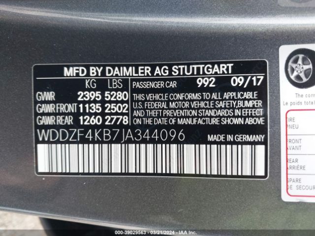 Photo 8 VIN: WDDZF4KB7JA344096 - MERCEDES-BENZ E 300 