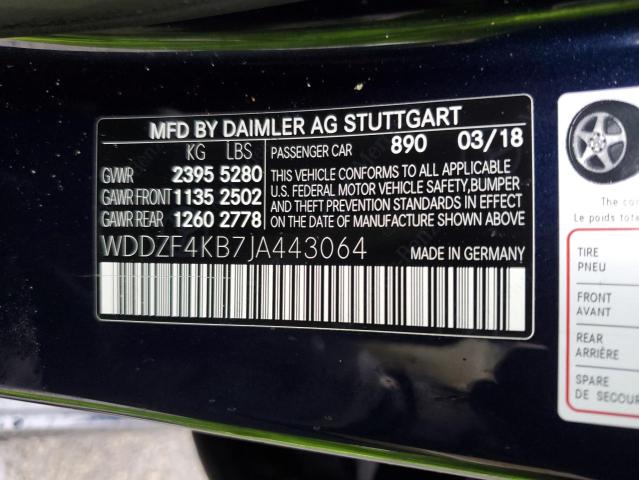 Photo 11 VIN: WDDZF4KB7JA443064 - MERCEDES-BENZ E-CLASS 