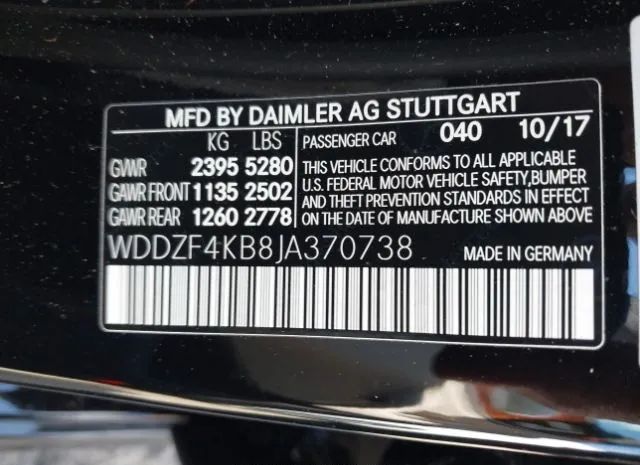 Photo 8 VIN: WDDZF4KB8JA370738 - MERCEDES-BENZ E-KLASSE 