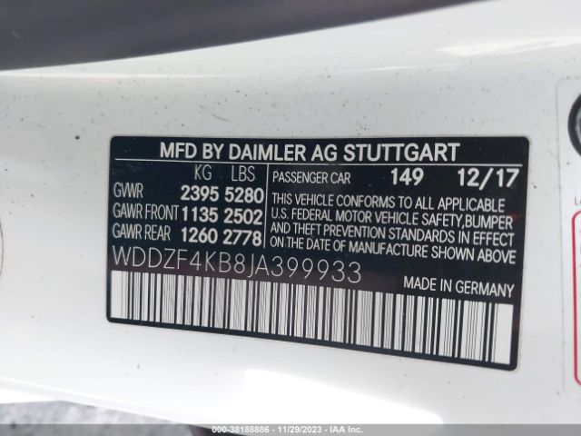 Photo 8 VIN: WDDZF4KB8JA399933 - MERCEDES-BENZ E 300 