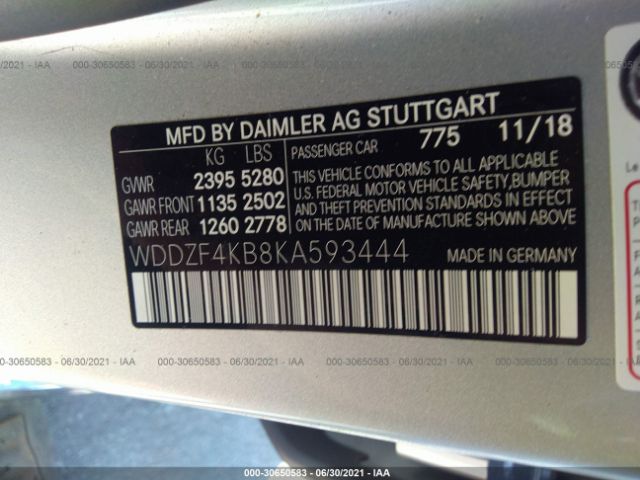 Photo 8 VIN: WDDZF4KB8KA593444 - MERCEDES-BENZ E-CLASS 