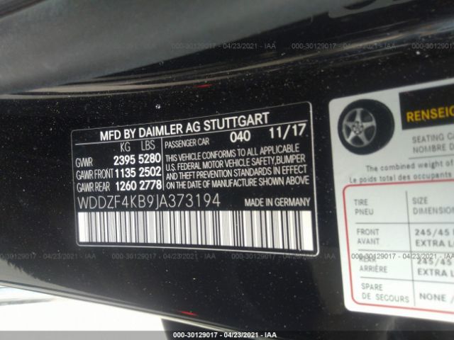 Photo 8 VIN: WDDZF4KB9JA373194 - MERCEDES-BENZ E 300 