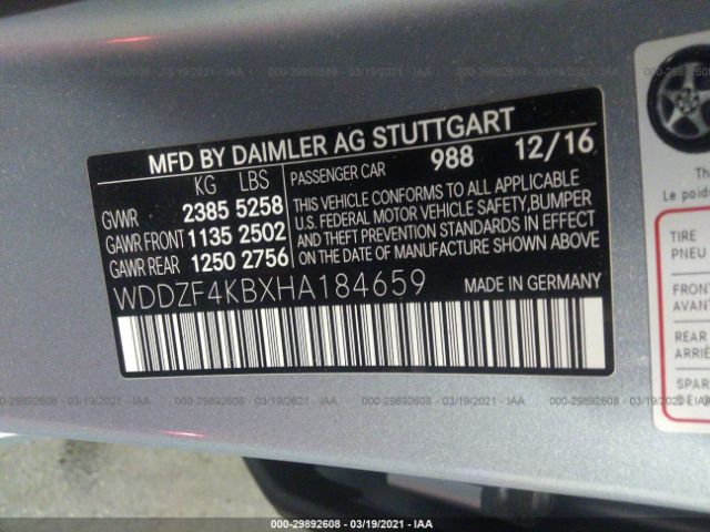 Photo 8 VIN: WDDZF4KBXHA184659 - MERCEDES-BENZ E-CLASS 