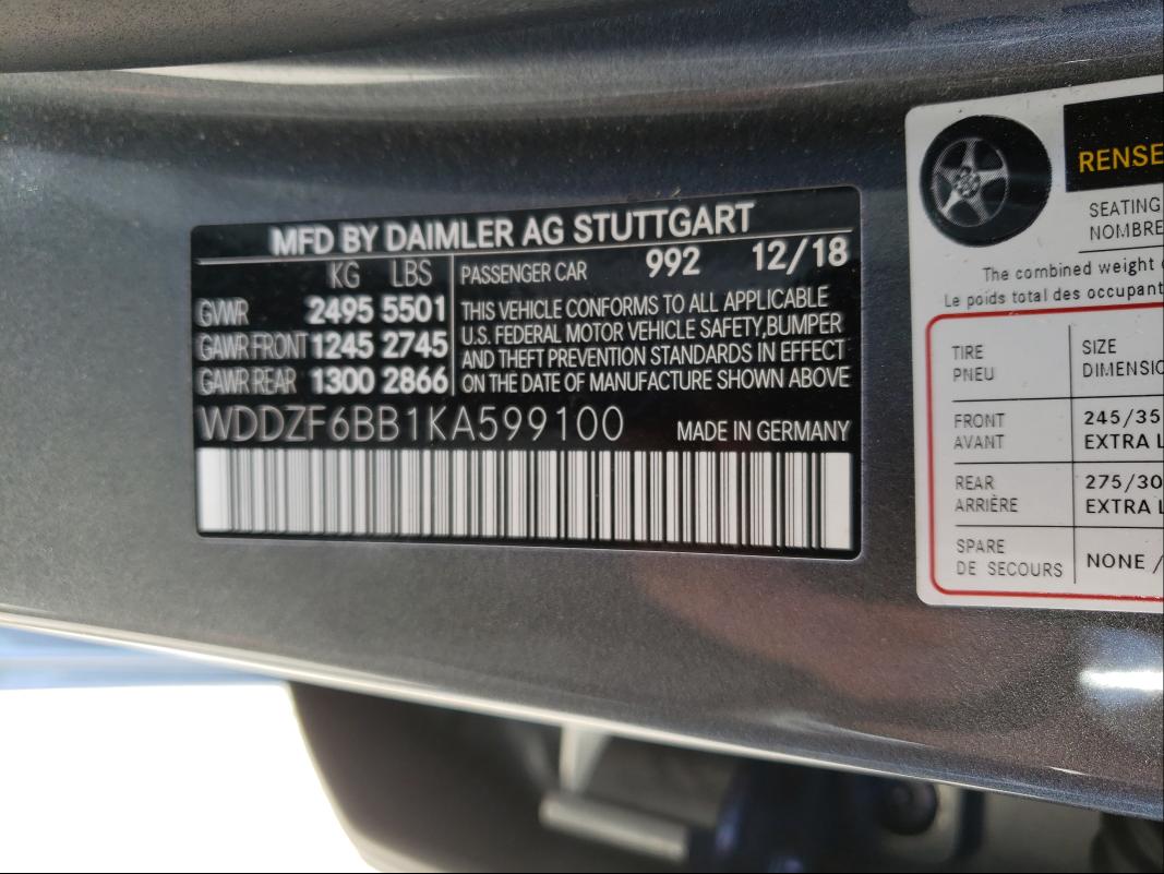 Photo 9 VIN: WDDZF6BB1KA599100 - MERCEDES-BENZ E AMG 53 4 