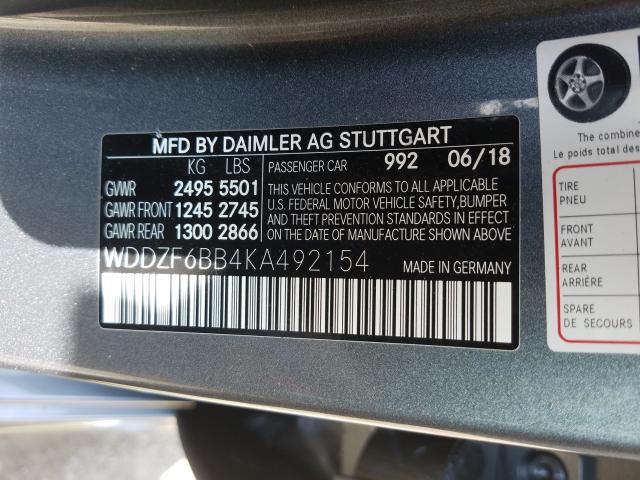 Photo 9 VIN: WDDZF6BB4KA492154 - MERCEDES-BENZ E AMG 53 4 