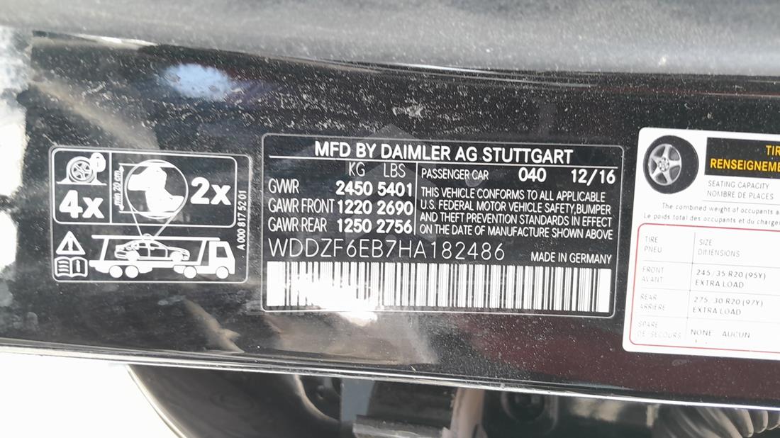 Photo 3 VIN: WDDZF6EB7HA182486 - MERCEDES E 43 