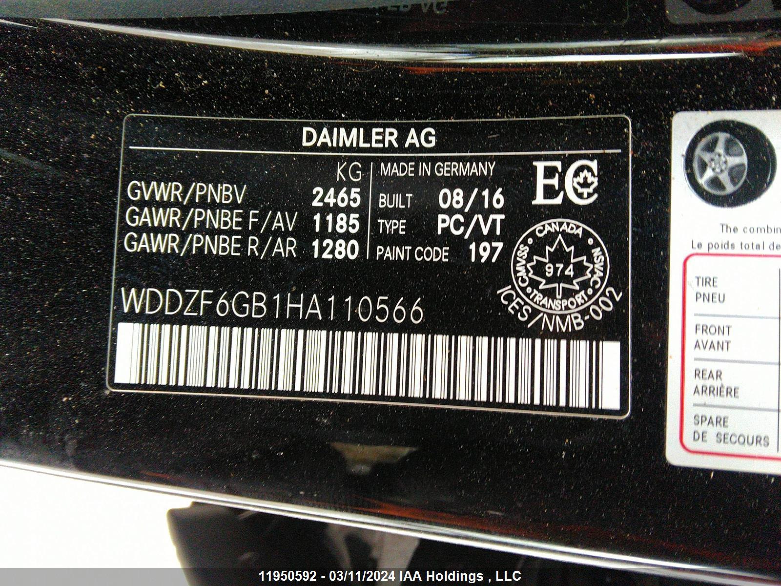 Photo 8 VIN: WDDZF6GB1HA110566 - MERCEDES-BENZ NULL 