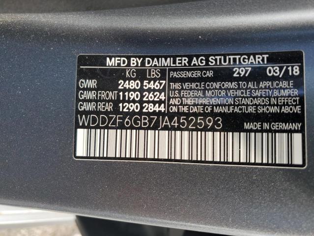 Photo 10 VIN: WDDZF6GB7JA452593 - MERCEDES-BENZ E-CLASS 