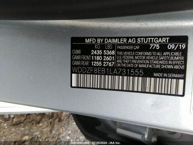 Photo 8 VIN: WDDZF8EB1LA731555 - MERCEDES-BENZ E-CLASS 