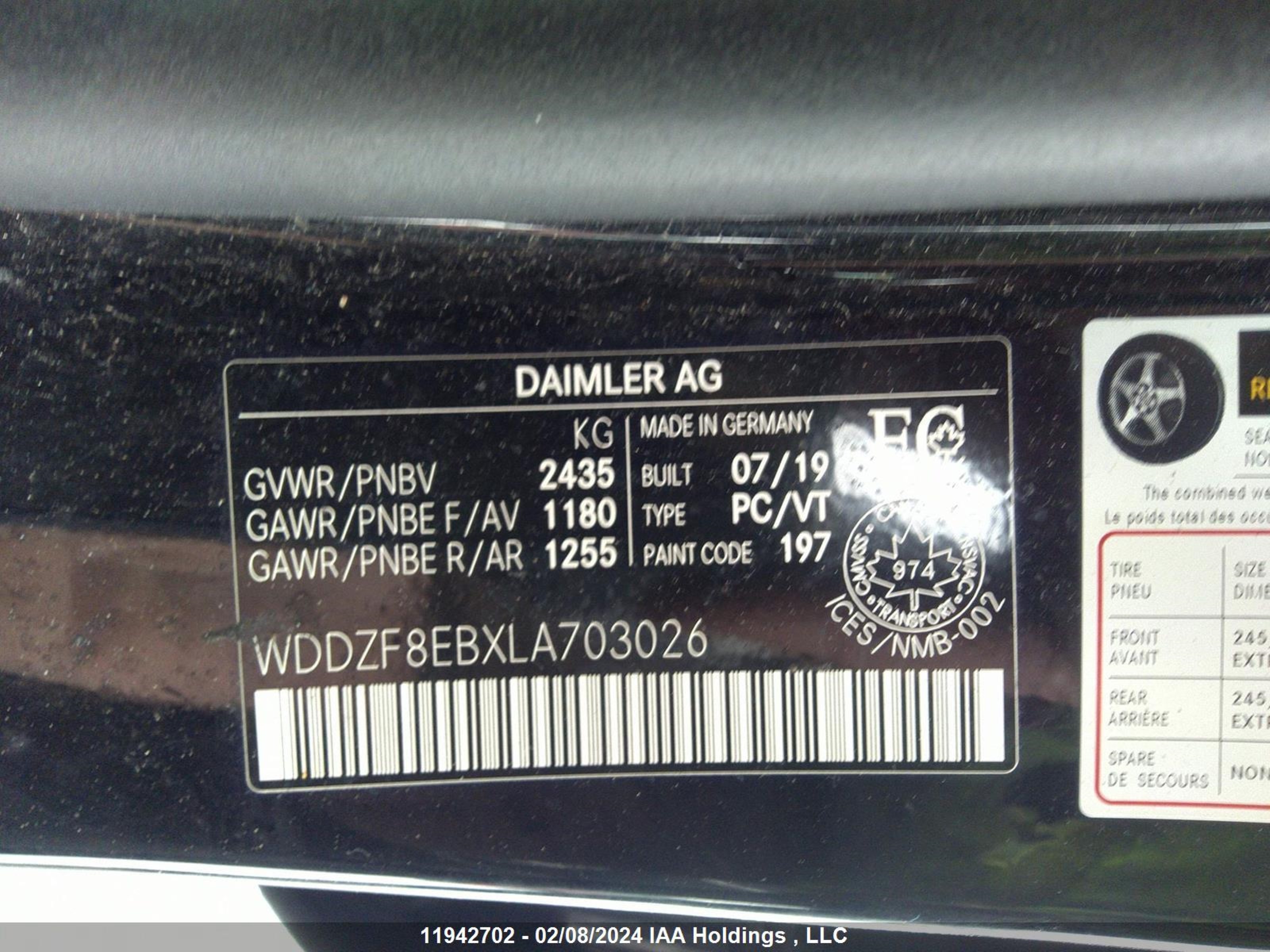 Photo 8 VIN: WDDZF8EBXLA703026 - MERCEDES-BENZ E-KLASSE 