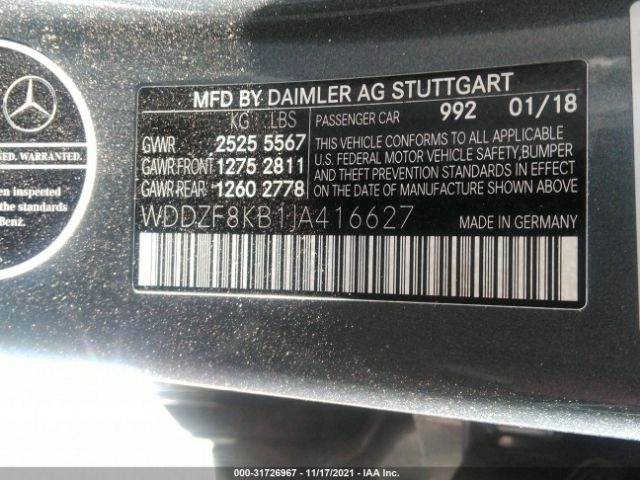 Photo 8 VIN: WDDZF8KB1JA416627 - MERCEDES-BENZ E-CLASS 