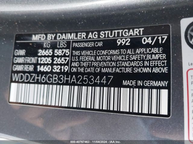 Photo 8 VIN: WDDZH6GB3HA253447 - MERCEDES-BENZ E-CLASS 