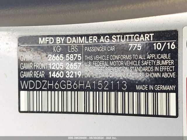 Photo 8 VIN: WDDZH6GB6HA152113 - MERCEDES-BENZ E-CLASS 