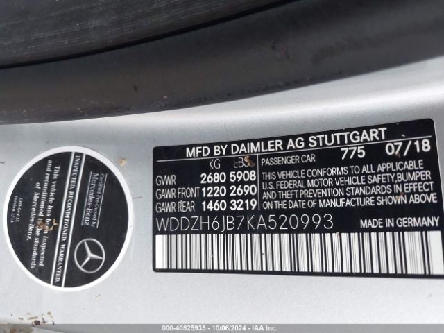 Photo 8 VIN: WDDZH6JB7KA520993 - MERCEDES-BENZ E-CLASS 