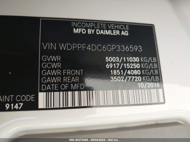 Photo 8 VIN: WDPPF4DC6GP336593 - FREIGHTLINER SPRINTER 