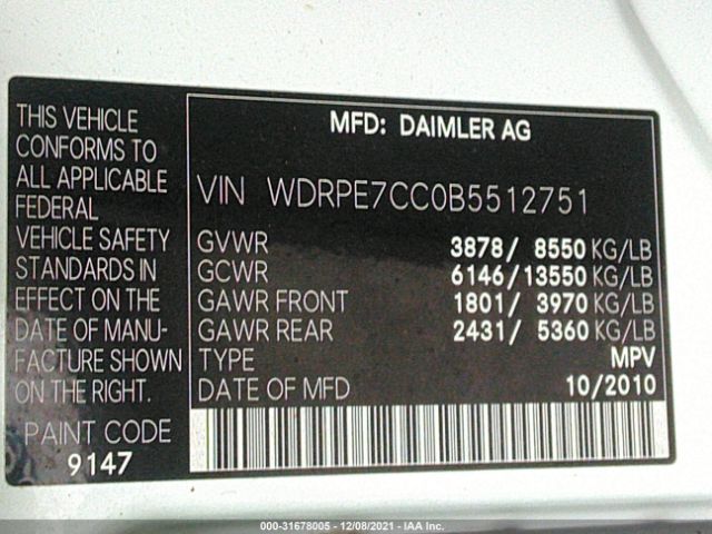 Photo 8 VIN: WDRPE7CC0B5512751 - FREIGHTLINER SPRINTER 