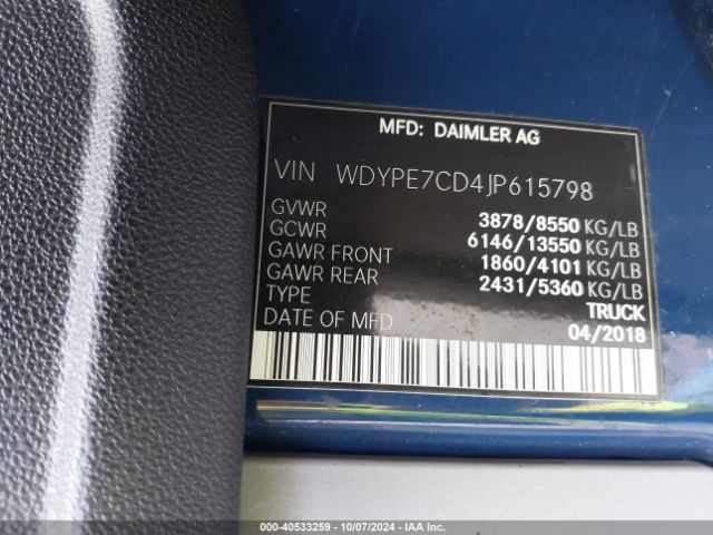 Photo 8 VIN: WDYPE7CD4JP615798 - FREIGHTLINER SPRINTER 