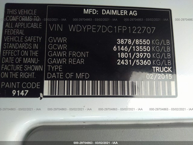 Photo 8 VIN: WDYPE7DC1FP122707 - FREIGHTLINER SPRINTER CARGO VANS 