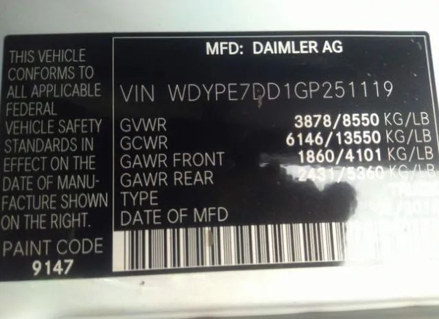 Photo 8 VIN: WDYPE7DD1GP251119 - FREIGHTLINER SPRINTER VANS 