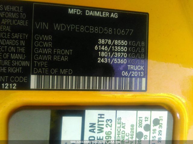 Photo 8 VIN: WDYPE8CB8D5810677 - FREIGHTLINER SPRINTER 