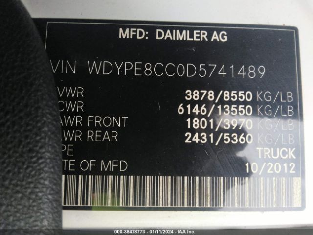 Photo 8 VIN: WDYPE8CC0D5741489 - FREIGHTLINER SPRINTER 