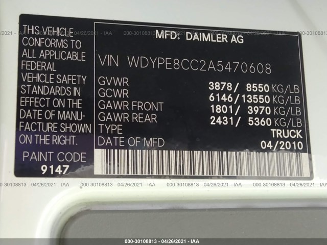 Photo 8 VIN: WDYPE8CC2A5470608 - FREIGHTLINER SPRINTER 2500 