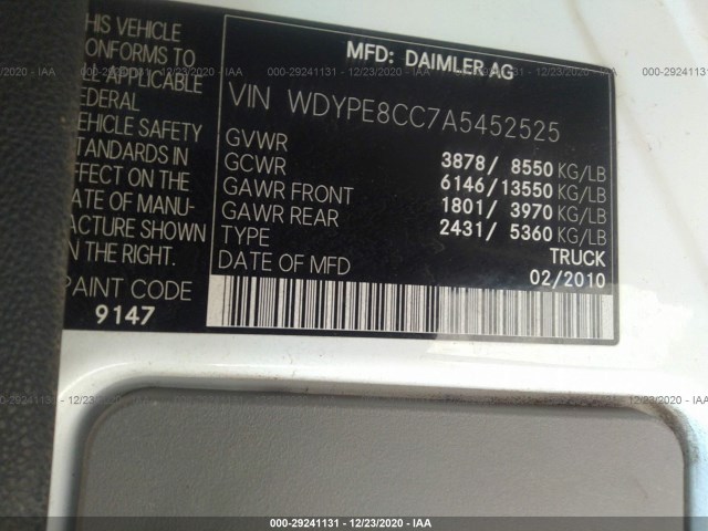 Photo 8 VIN: WDYPE8CC7A5452525 - FREIGHTLINER SPRINTER 2500 