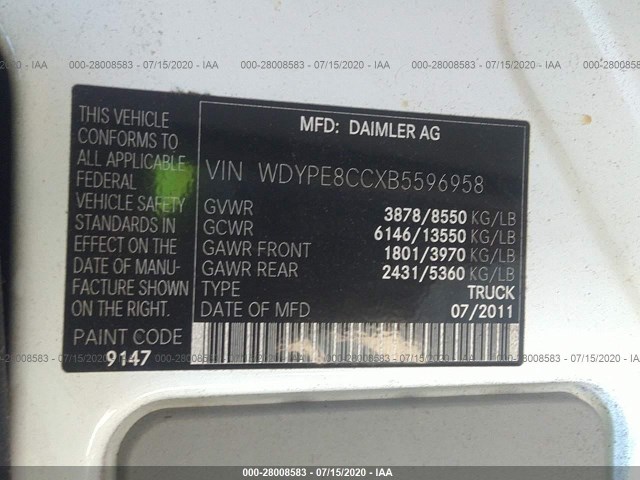 Photo 8 VIN: WDYPE8CCXB5596958 - FREIGHTLINER SPRINTER 