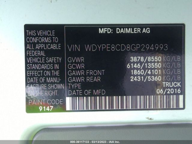 Photo 8 VIN: WDYPE8CD8GP294993 - FREIGHTLINER SPRINTER VANS 