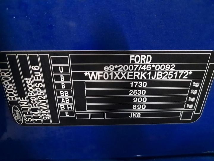 Photo 7 VIN: WF01XXERK1JB25172 - FORD ECOSPORT 