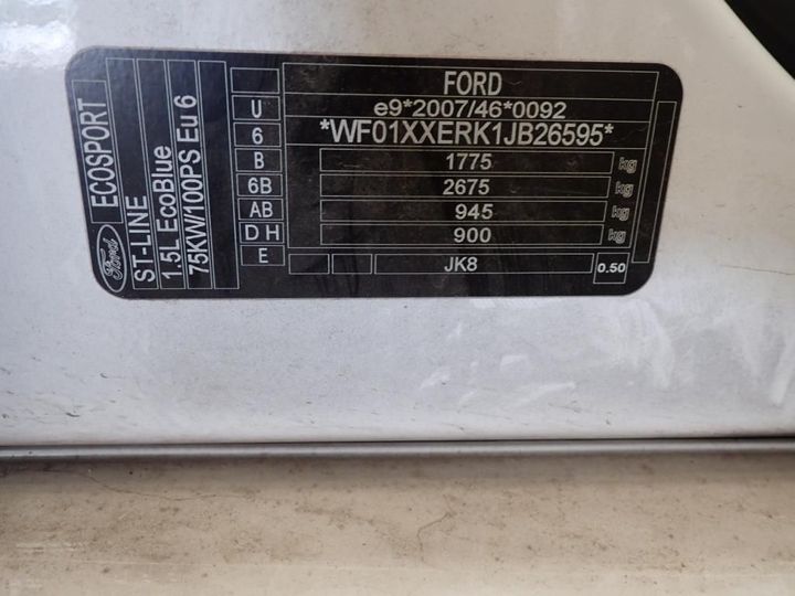 Photo 13 VIN: WF01XXERK1JB26595 - FORD ECOSPORT 