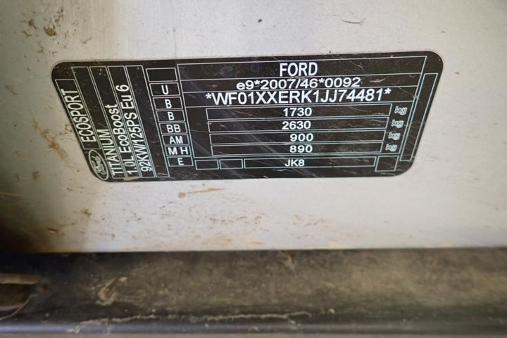 Photo 8 VIN: WF01XXERK1JJ74481 - FORD ECOSPORT 