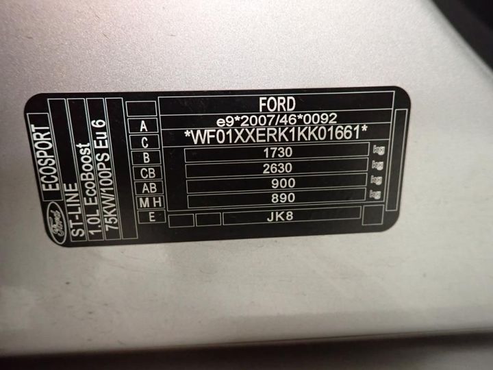 Photo 20 VIN: WF01XXERK1KK01661 - FORD ECOSPORT 