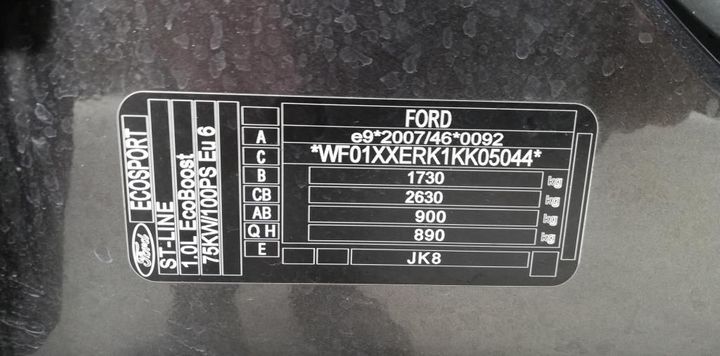 Photo 9 VIN: WF01XXERK1KK05044 - FORD ECOSPORT 