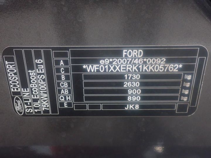 Photo 22 VIN: WF01XXERK1KK05762 - FORD ECOSPORT 